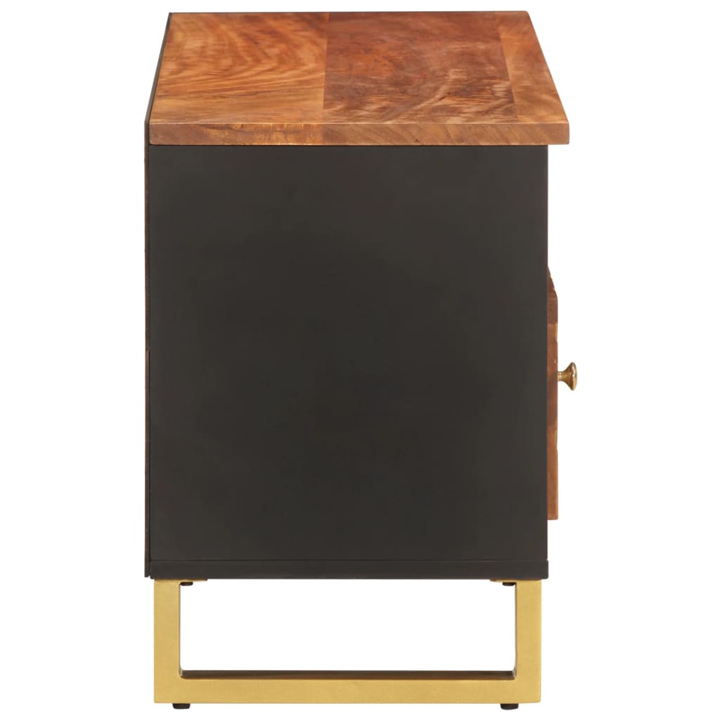 tv-bord 100x33,5x46 cm massivt mangotræ brun og sort