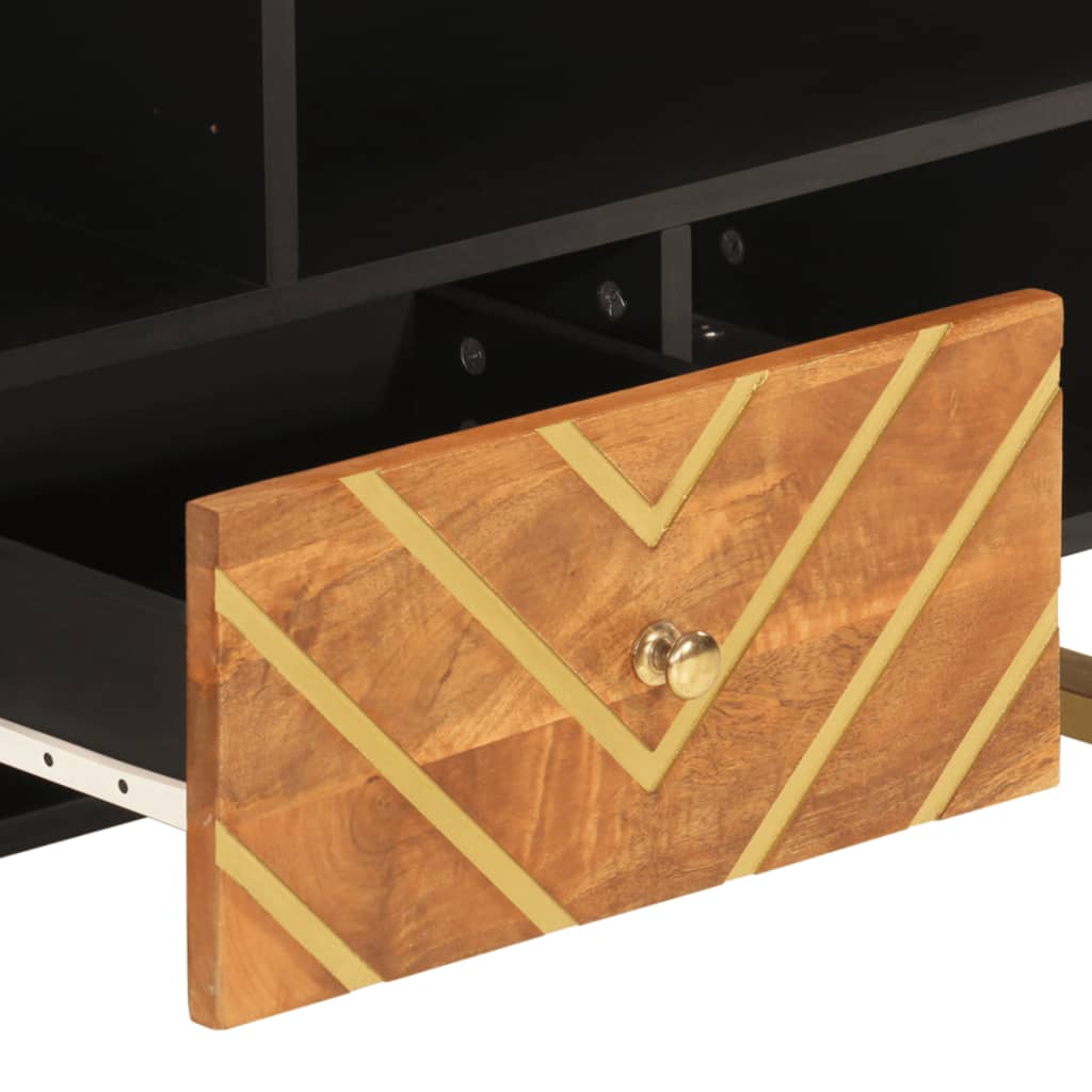 tv-bord 100x33,5x46 cm massivt mangotræ brun og sort