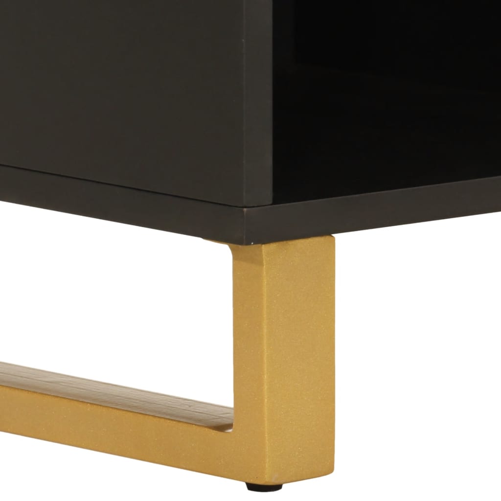 tv-bord 100x33,5x46 cm massivt mangotræ brun og sort