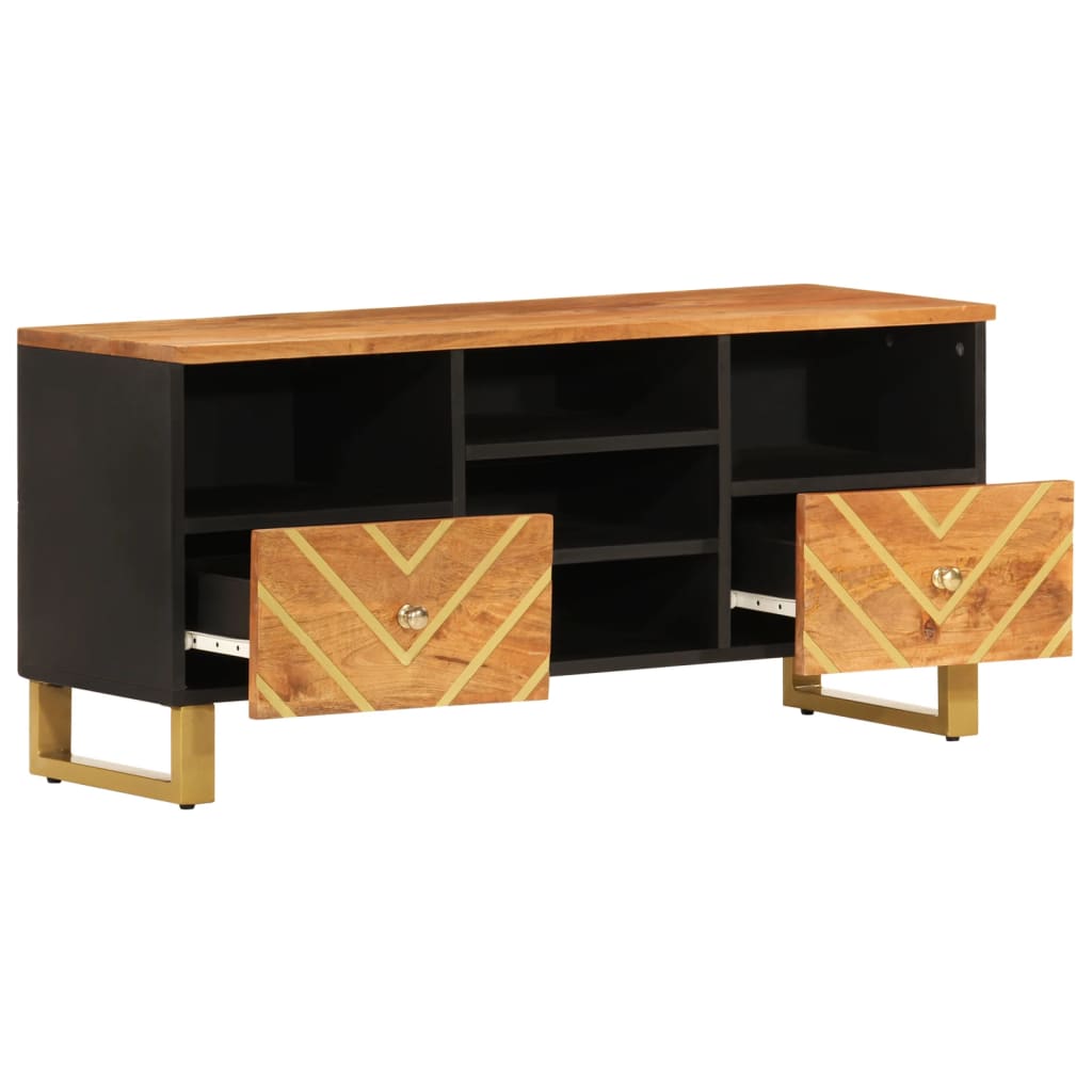 tv-bord 100x33,5x46 cm massivt mangotræ brun og sort