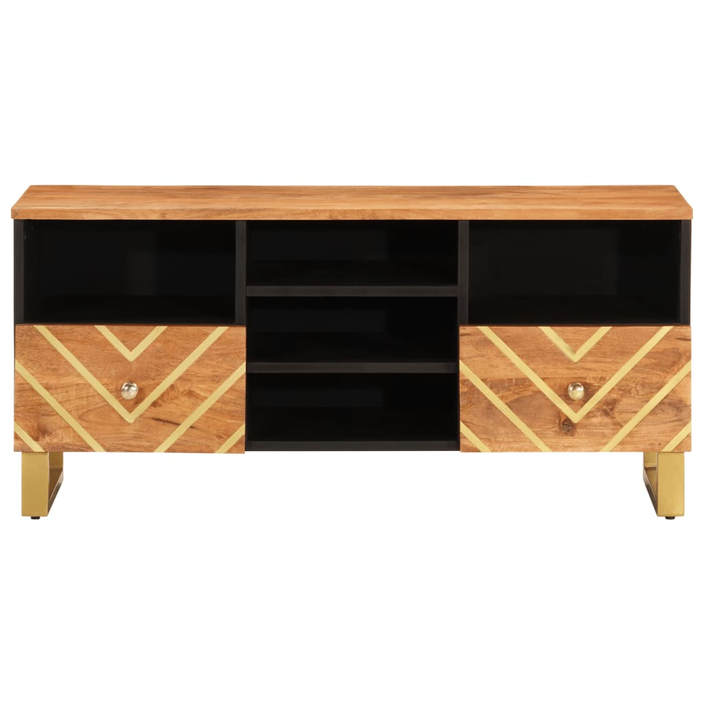 tv-bord 100x33,5x46 cm massivt mangotræ brun og sort