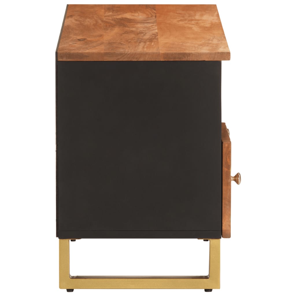 tv-bord 100x33,5x46 cm massivt mangotræ brun og sort