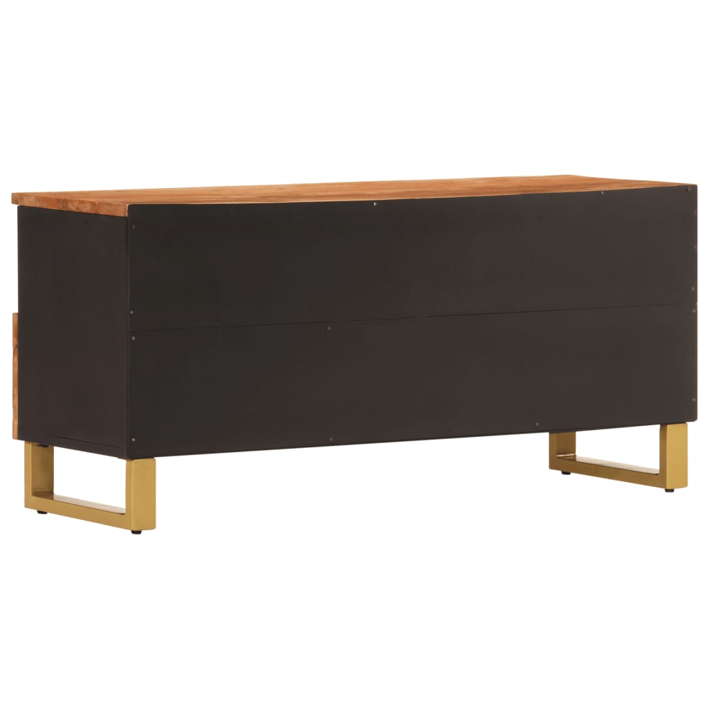 tv-bord 100x33,5x46 cm massivt mangotræ brun og sort