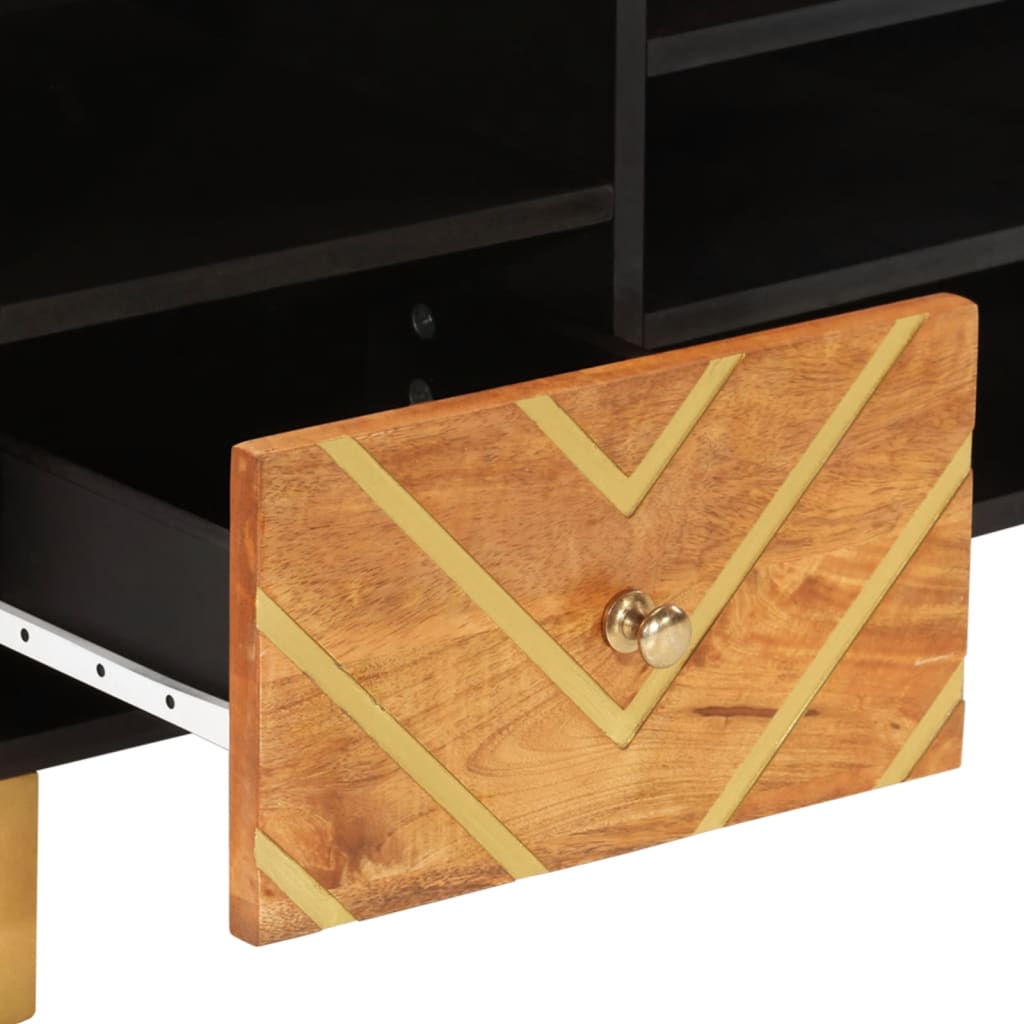 tv-bord 100x33,5x46 cm massivt mangotræ brun og sort