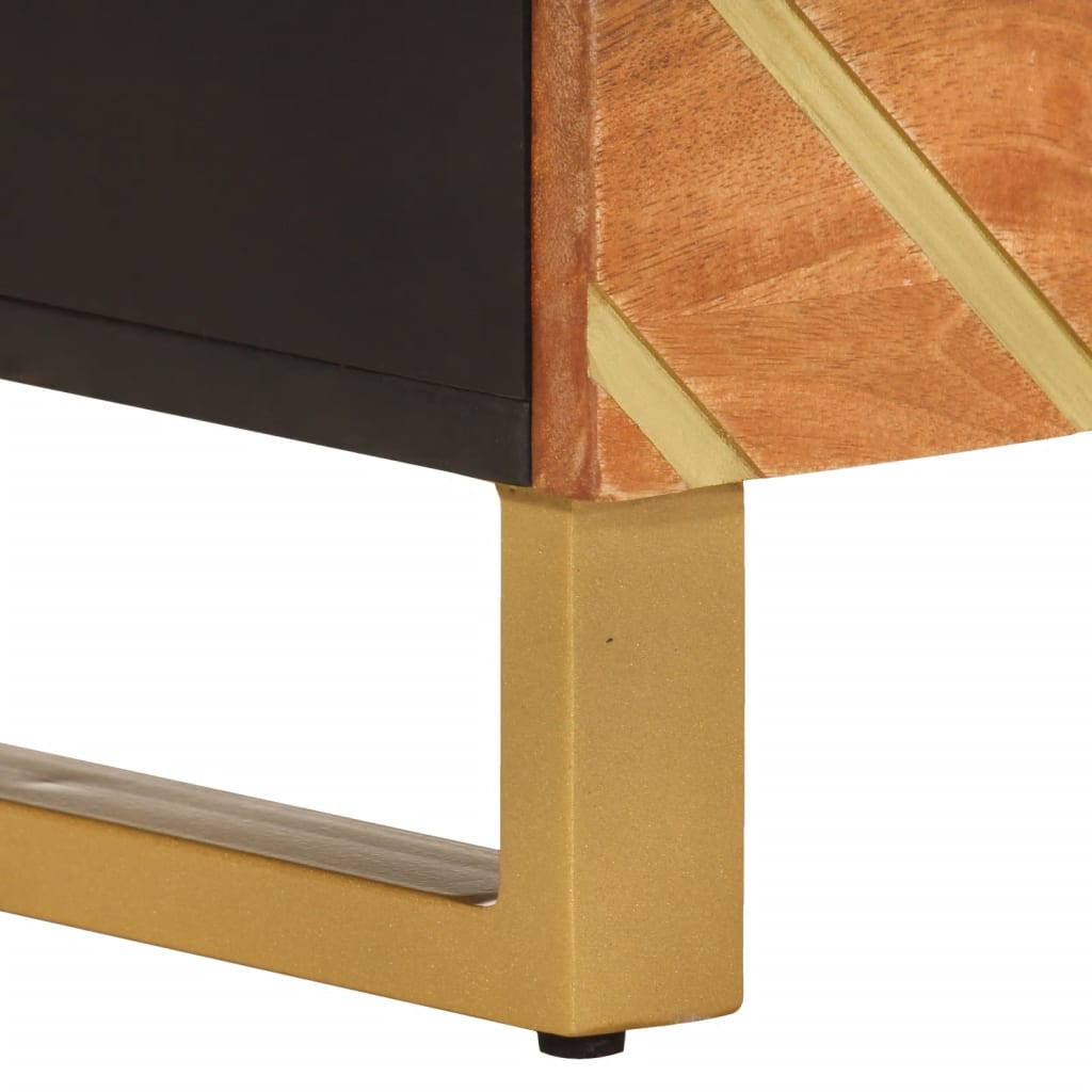 tv-bord 100x33,5x46 cm massivt mangotræ brun og sort