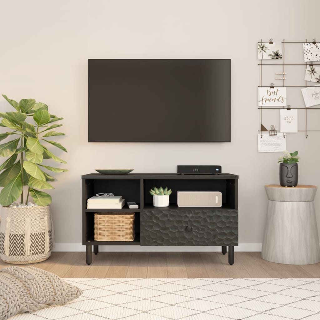 tv-bord 80x33x46 cm massivt mangotræ sort