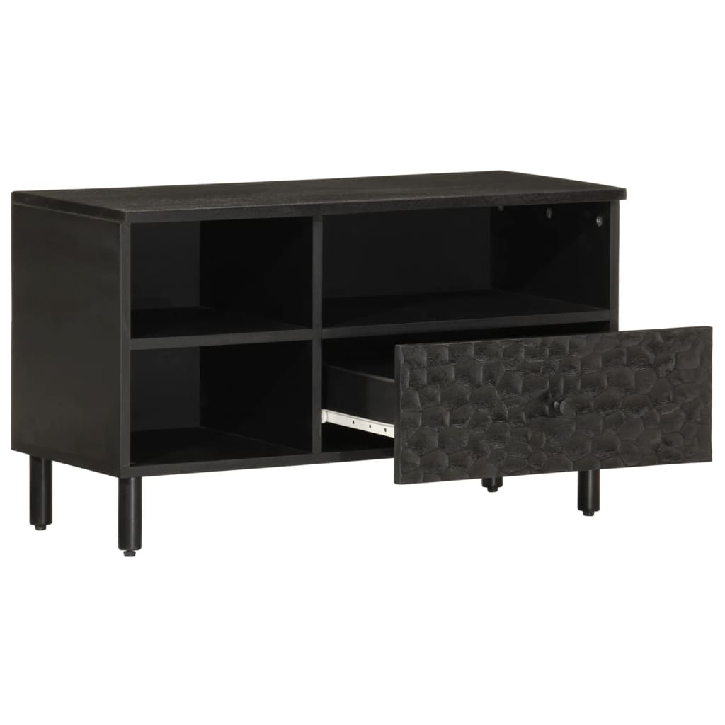 tv-bord 80x33x46 cm massivt mangotræ sort