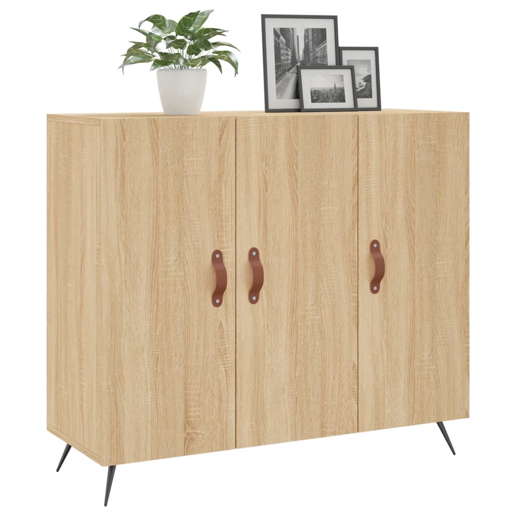 skab 90x34x80 cm konstrueret træ røget egetræsfarve