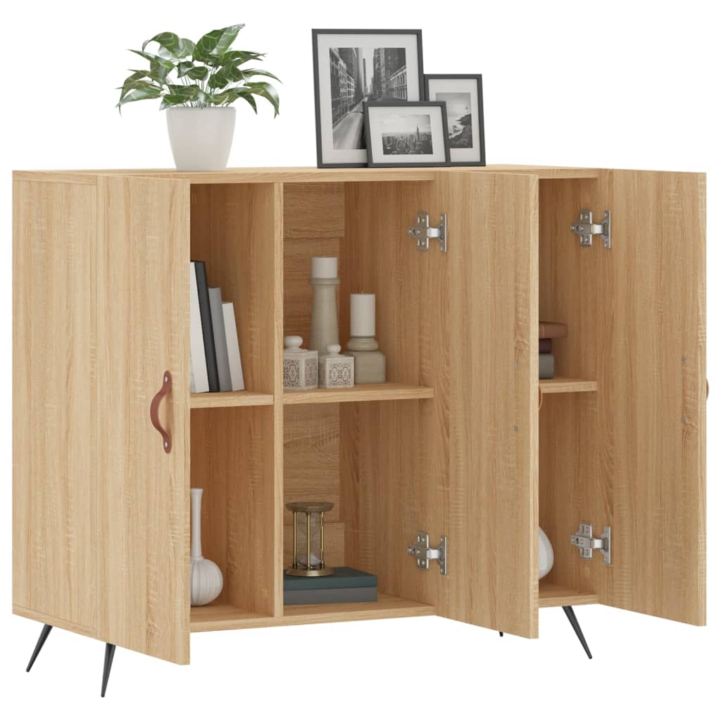 skab 90x34x80 cm konstrueret træ røget egetræsfarve