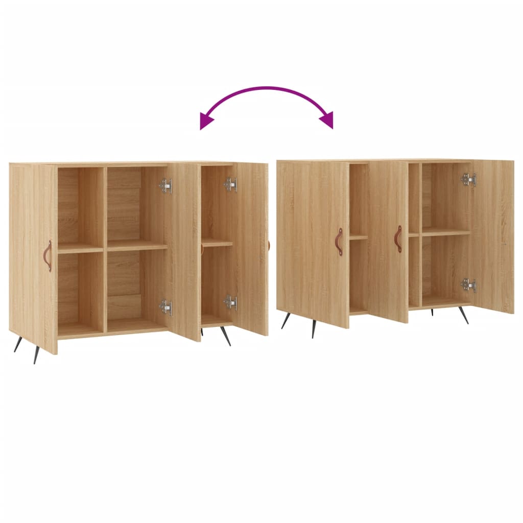 skab 90x34x80 cm konstrueret træ røget egetræsfarve
