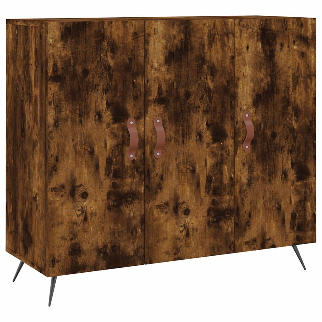 skab 90x34x80 cm konstrueret træ røget egetræsfarve