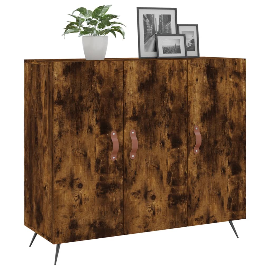 skab 90x34x80 cm konstrueret træ røget egetræsfarve