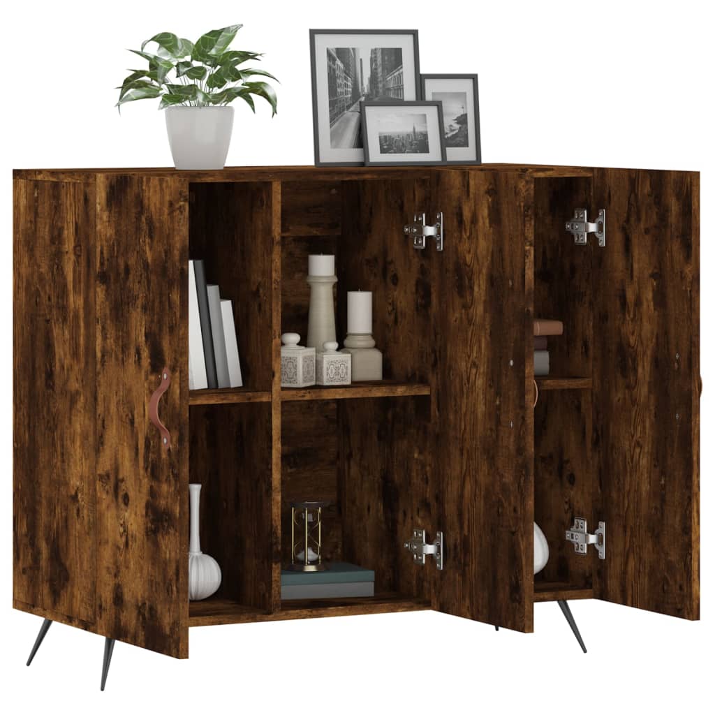 skab 90x34x80 cm konstrueret træ røget egetræsfarve