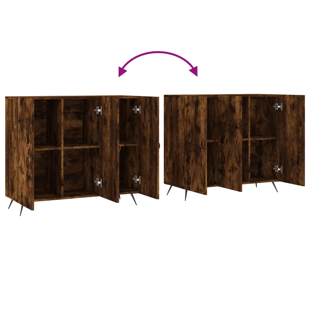 skab 90x34x80 cm konstrueret træ røget egetræsfarve