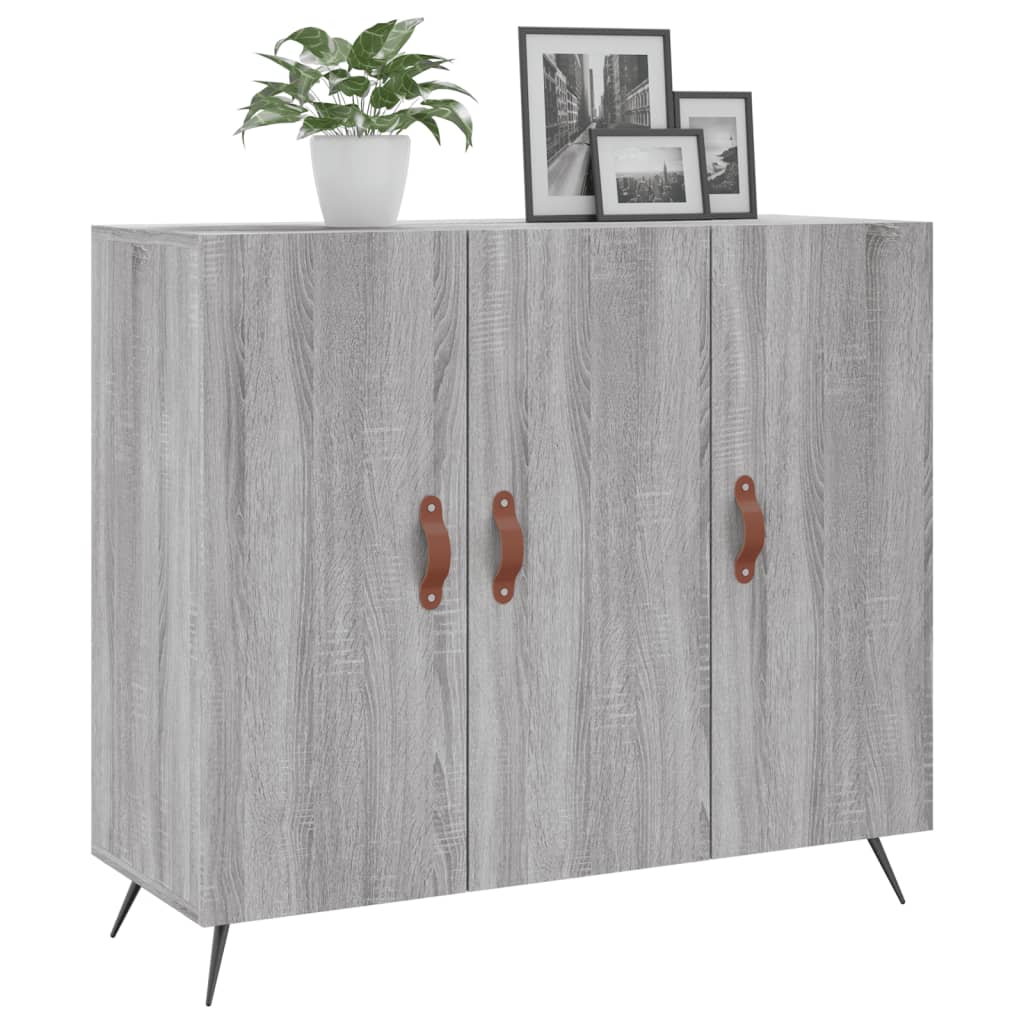 skab 90x34x80 cm konstrueret træ grå sonoma-eg