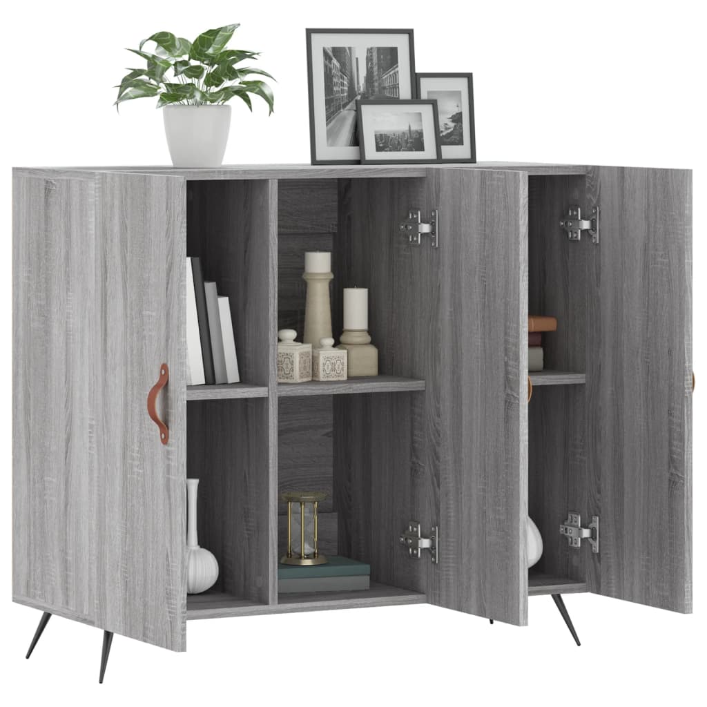 skab 90x34x80 cm konstrueret træ grå sonoma-eg