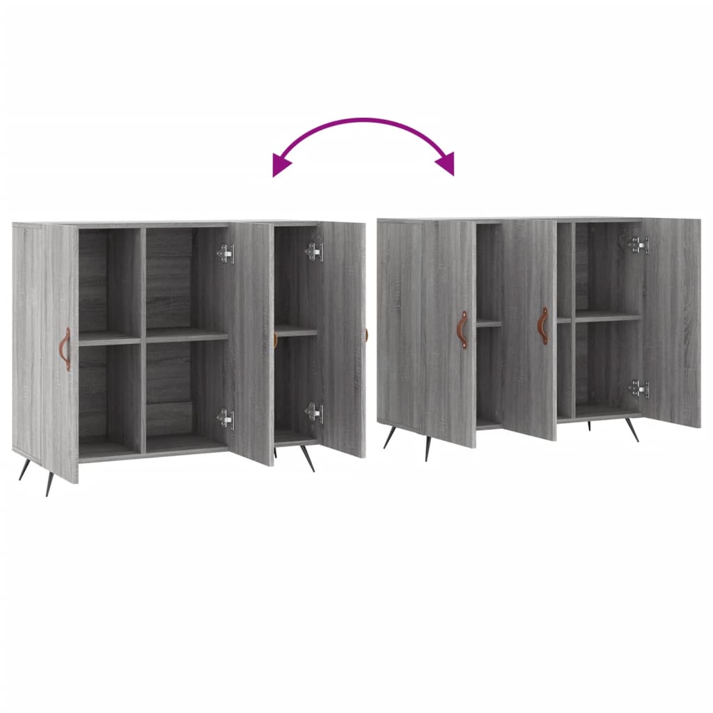 skab 90x34x80 cm konstrueret træ grå sonoma-eg