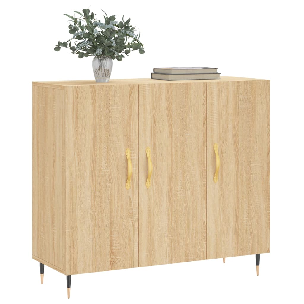 skab 90x34x80 cm konstrueret træ røget egetræsfarve