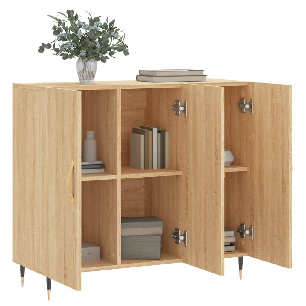 skab 90x34x80 cm konstrueret træ røget egetræsfarve