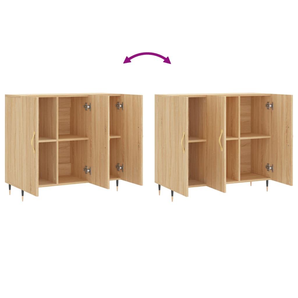 skab 90x34x80 cm konstrueret træ røget egetræsfarve