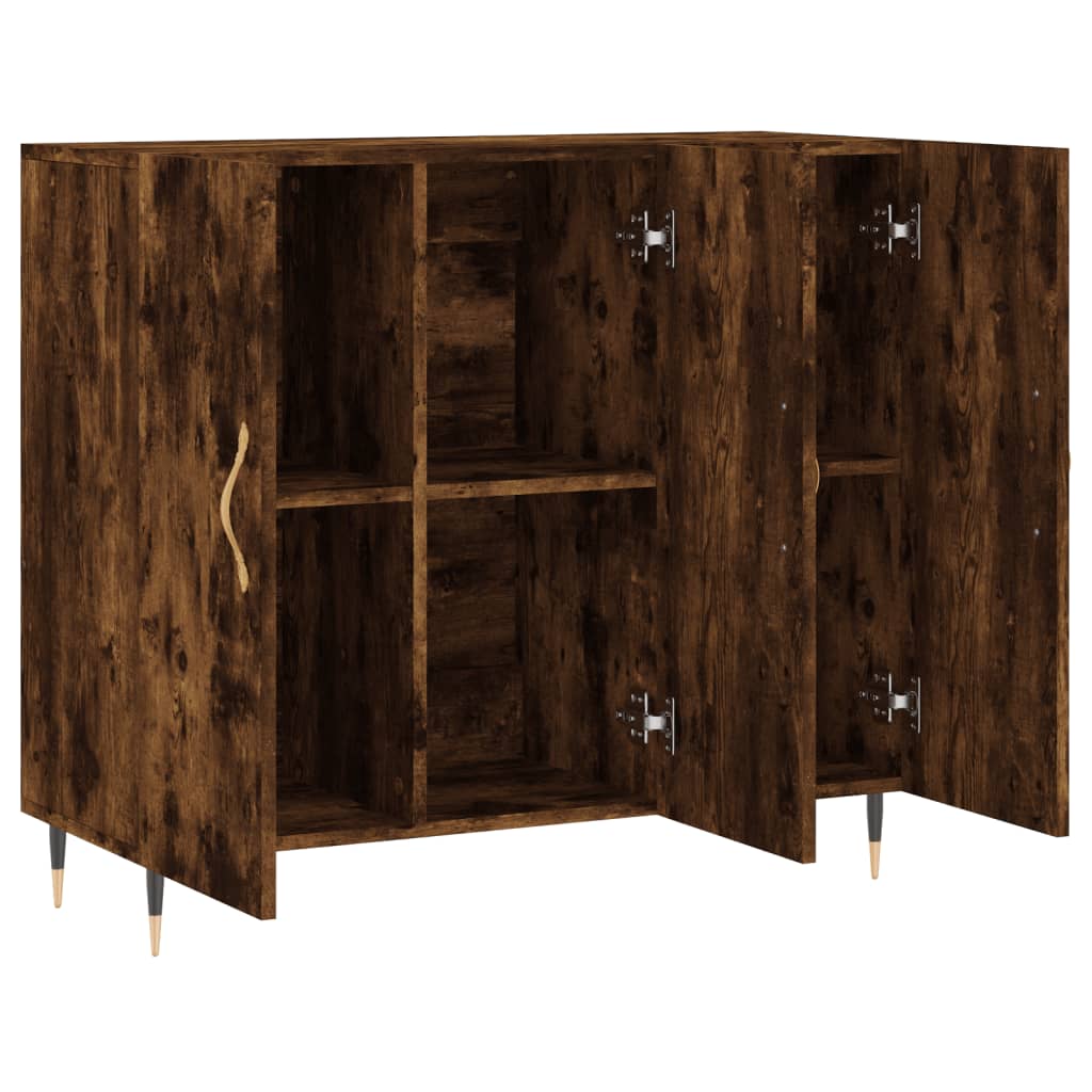 skab 90x34x80 cm konstrueret træ røget egetræsfarve