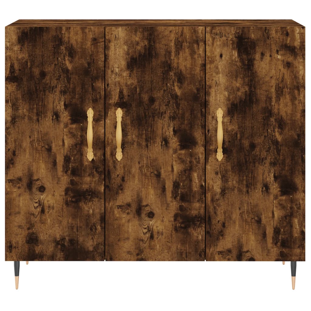 skab 90x34x80 cm konstrueret træ røget egetræsfarve