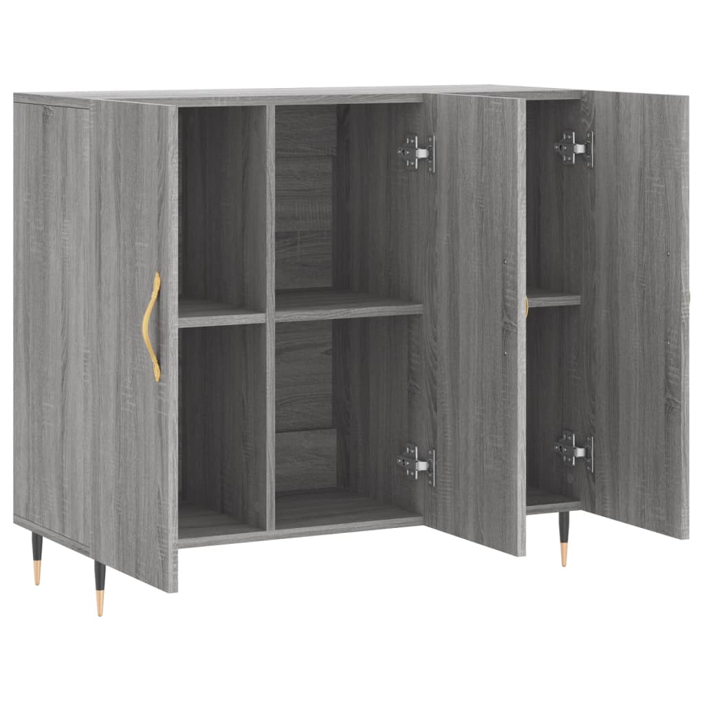 skab 90x34x80 cm konstrueret træ grå sonoma-eg