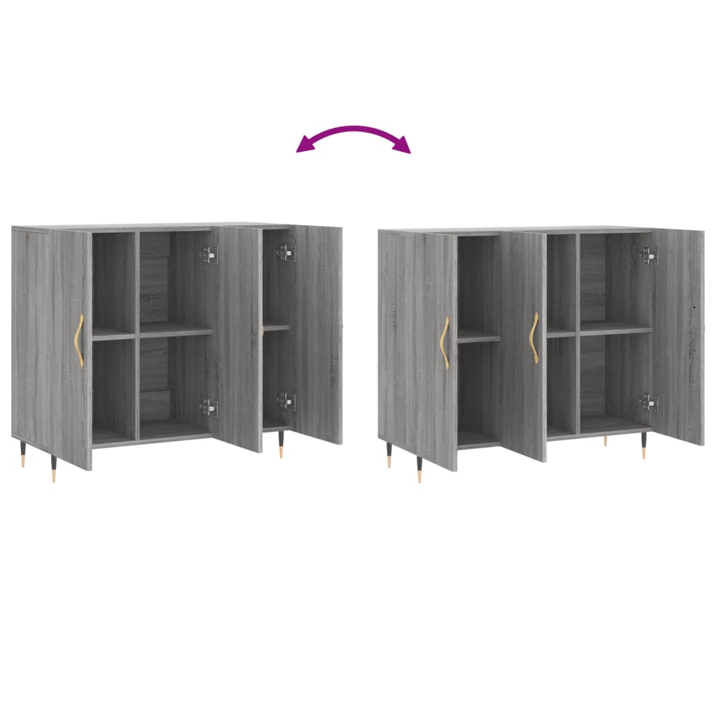 skab 90x34x80 cm konstrueret træ grå sonoma-eg