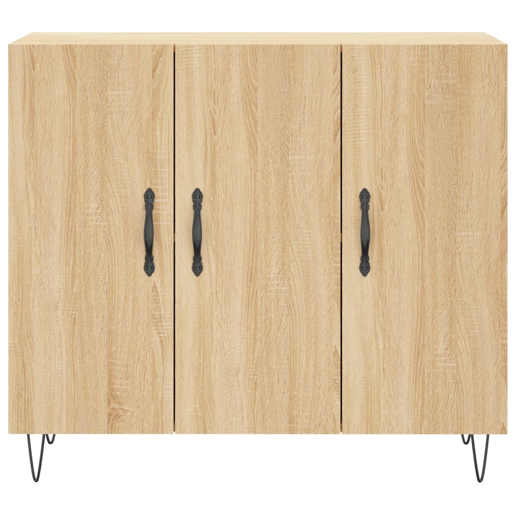 skab 90x34x80 cm konstrueret træ røget egetræsfarve