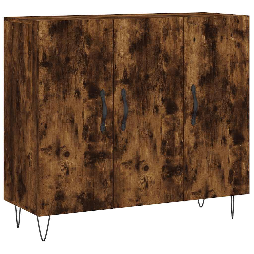 skab 90x34x80 cm konstrueret træ røget egetræsfarve
