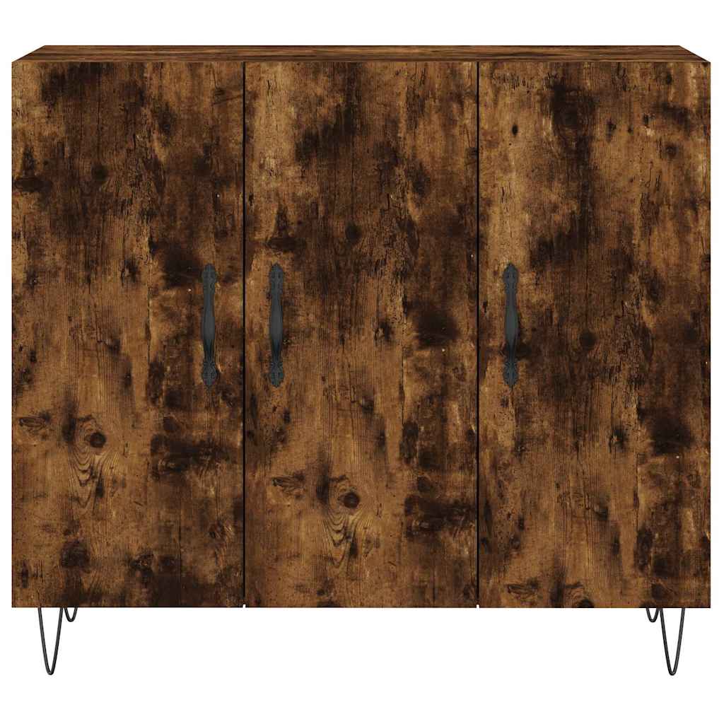 skab 90x34x80 cm konstrueret træ røget egetræsfarve