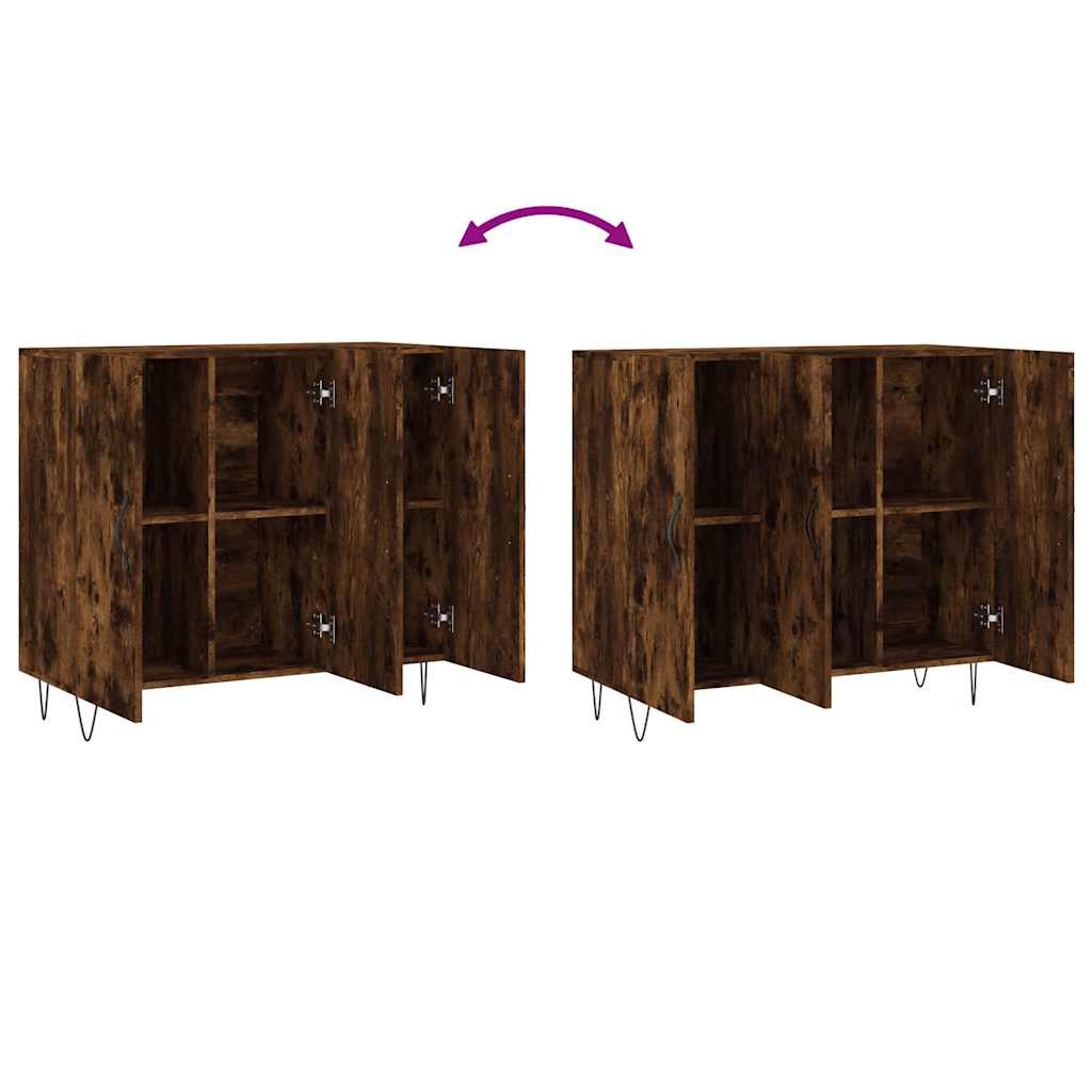 skab 90x34x80 cm konstrueret træ røget egetræsfarve