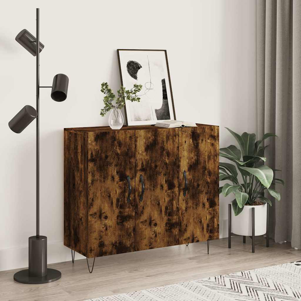 skab 90x34x80 cm konstrueret træ røget egetræsfarve