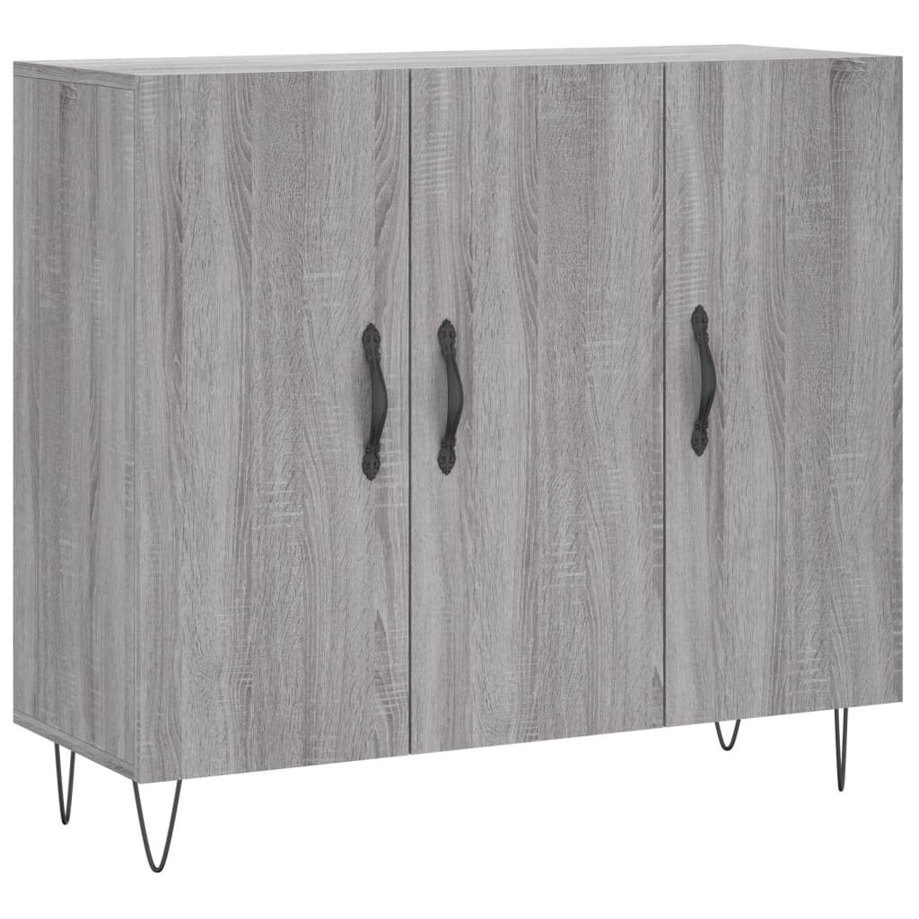 skab 90x34x80 cm konstrueret træ grå sonoma-eg