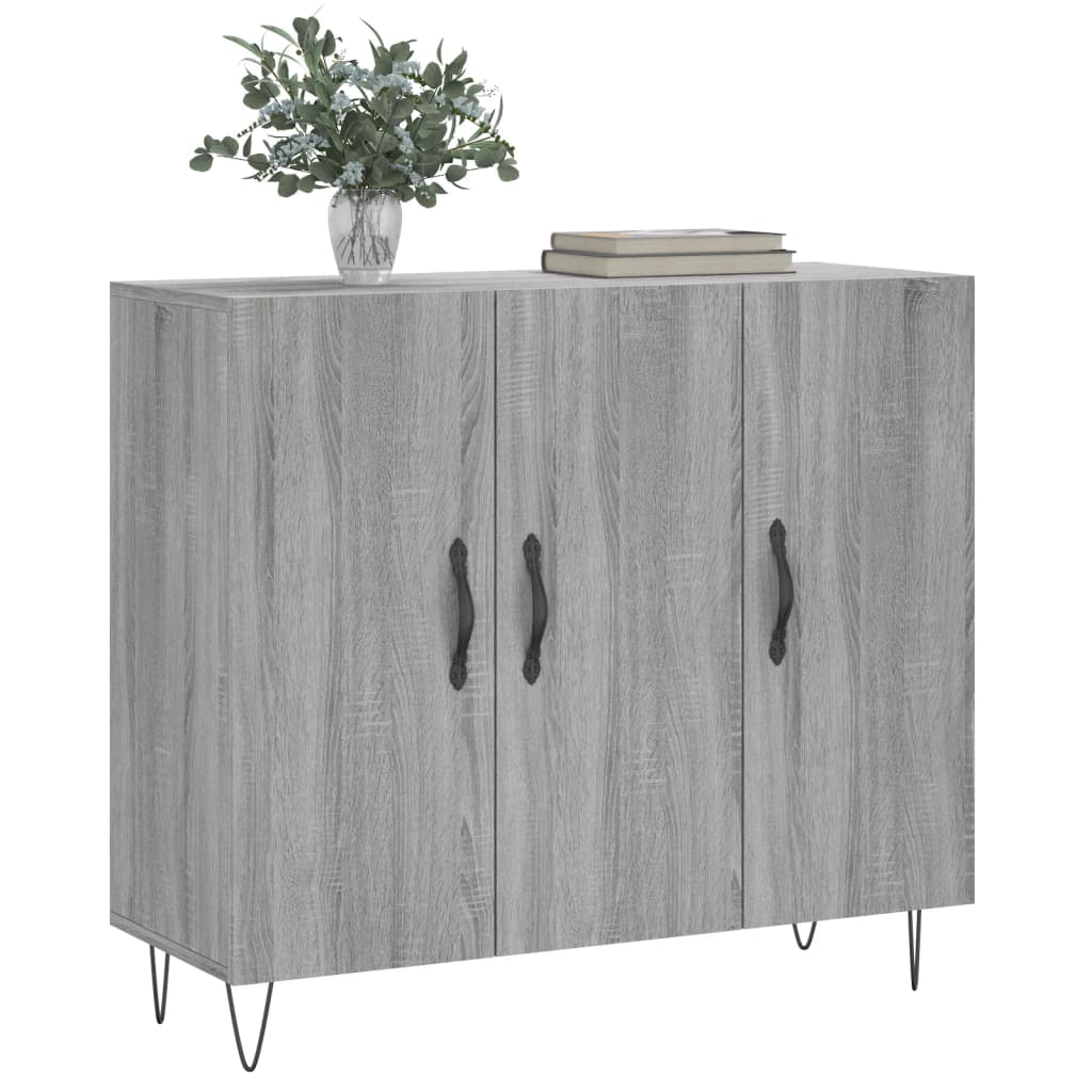 skab 90x34x80 cm konstrueret træ grå sonoma-eg