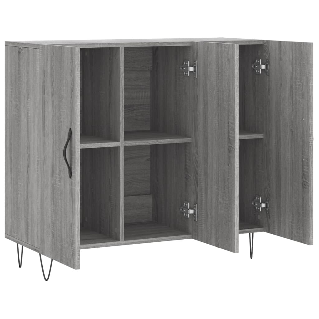 skab 90x34x80 cm konstrueret træ grå sonoma-eg