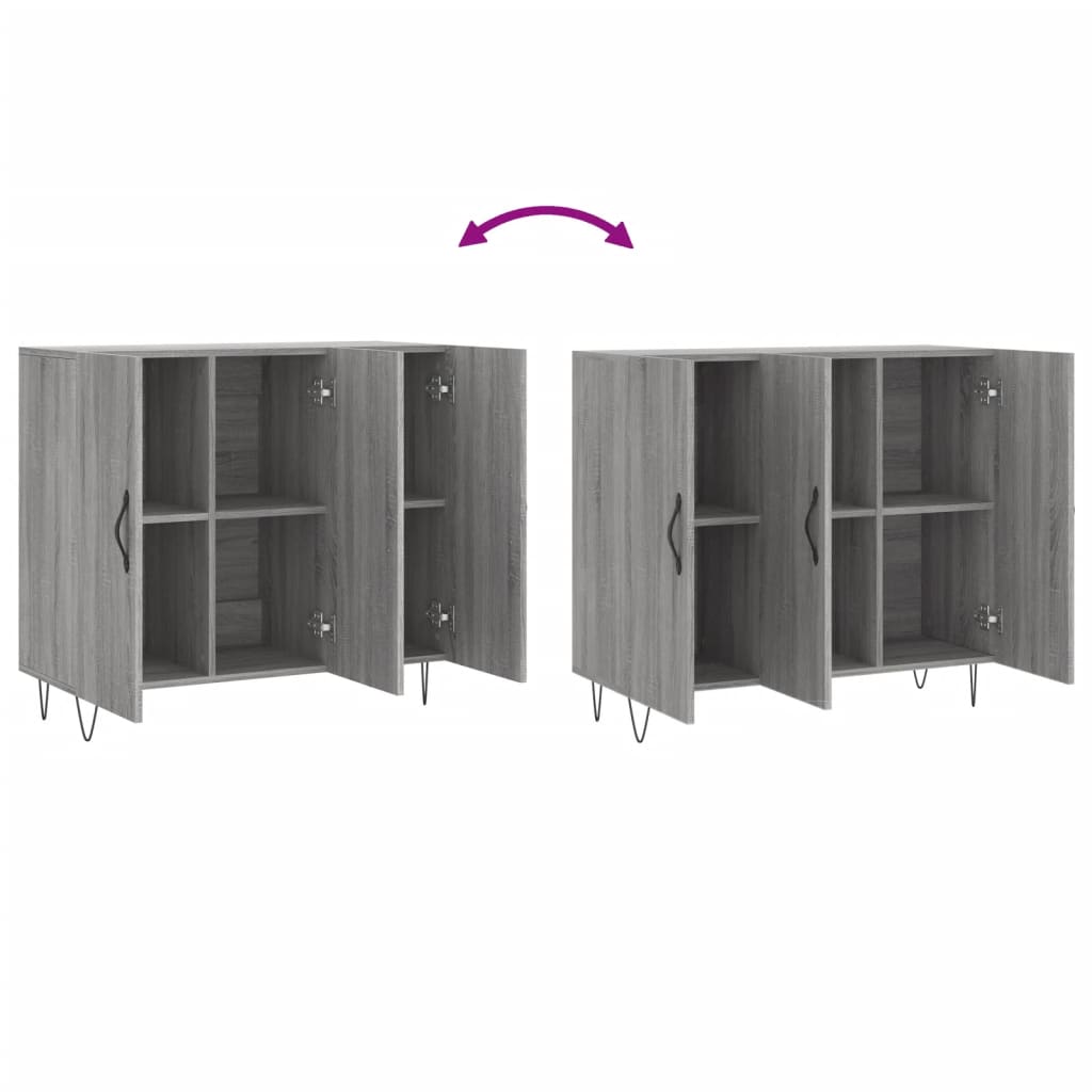 skab 90x34x80 cm konstrueret træ grå sonoma-eg