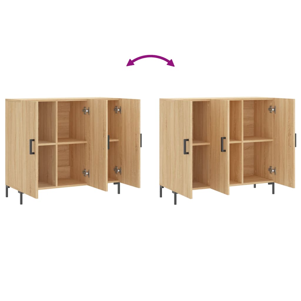 skab 90x34x80 cm konstrueret træ røget egetræsfarve