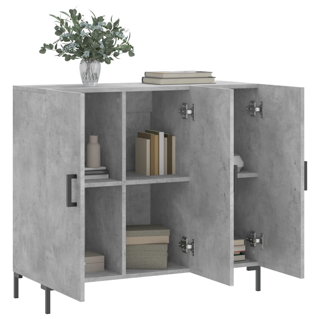 skab 90x34x80 cm konstrueret træ betongrå