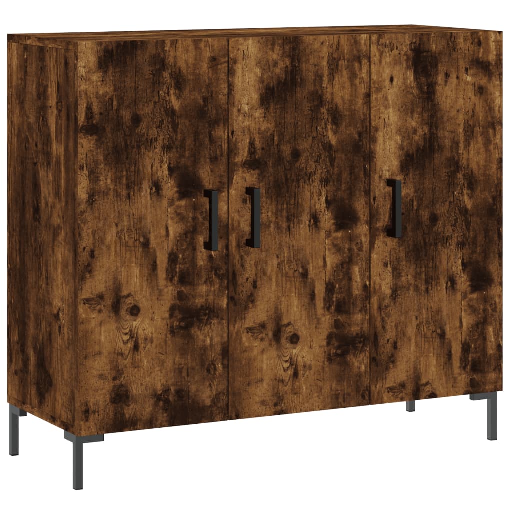 skab 90x34x80 cm konstrueret træ røget egetræsfarve