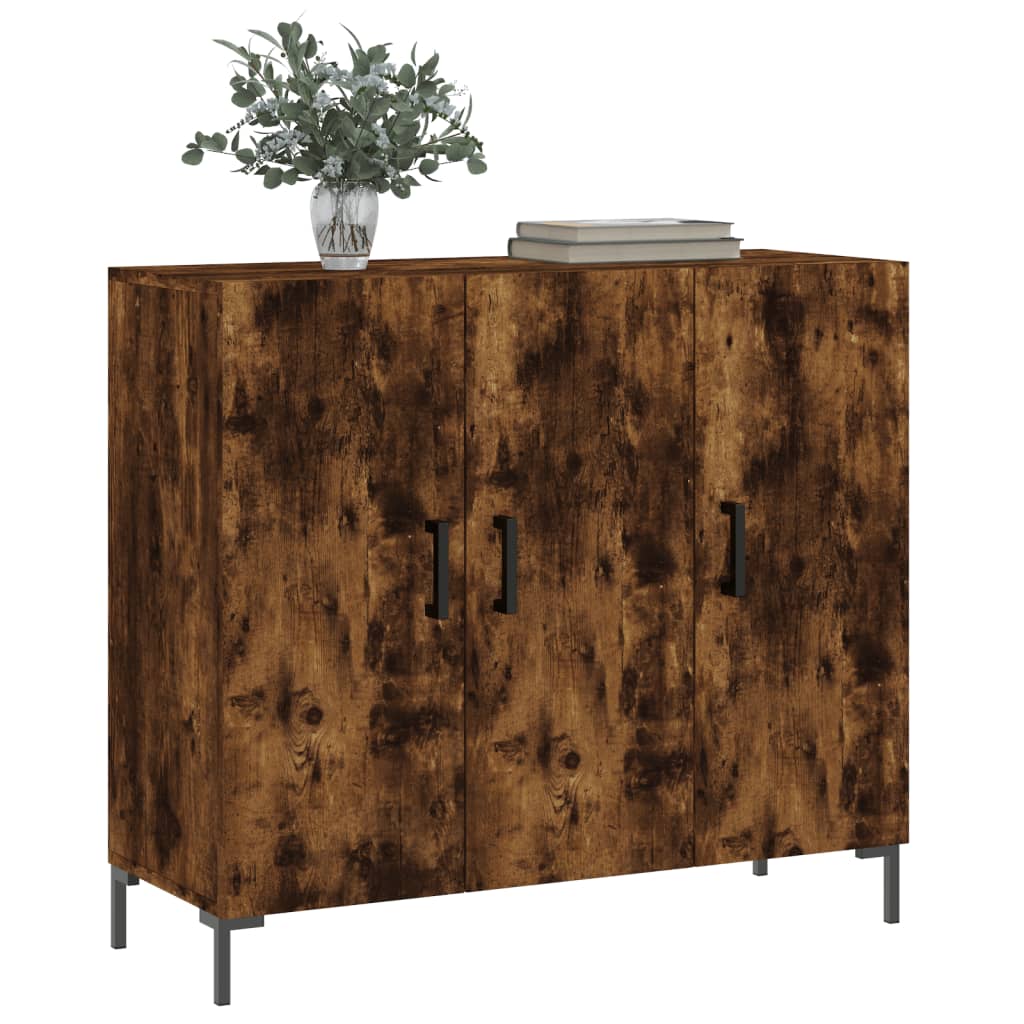skab 90x34x80 cm konstrueret træ røget egetræsfarve