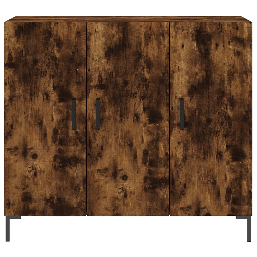 skab 90x34x80 cm konstrueret træ røget egetræsfarve