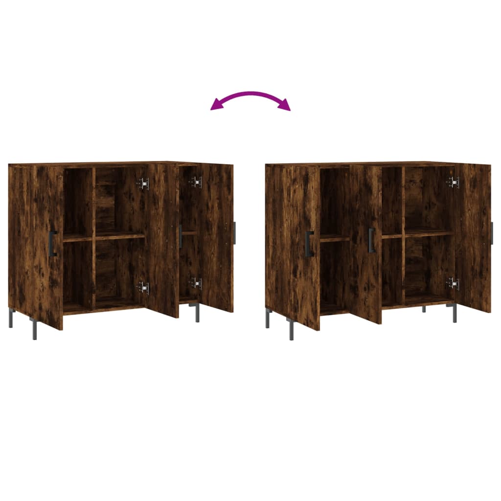 skab 90x34x80 cm konstrueret træ røget egetræsfarve