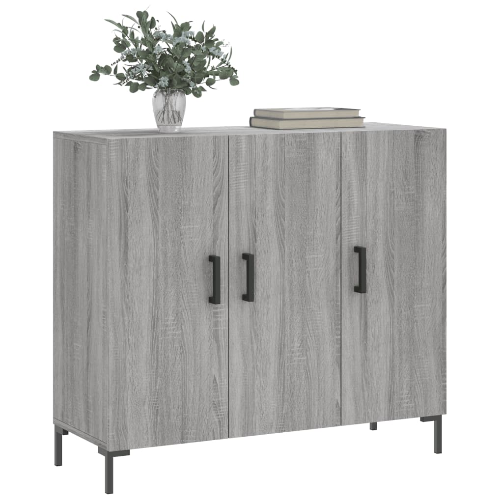 skab 90x34x80 cm konstrueret træ grå sonoma-eg