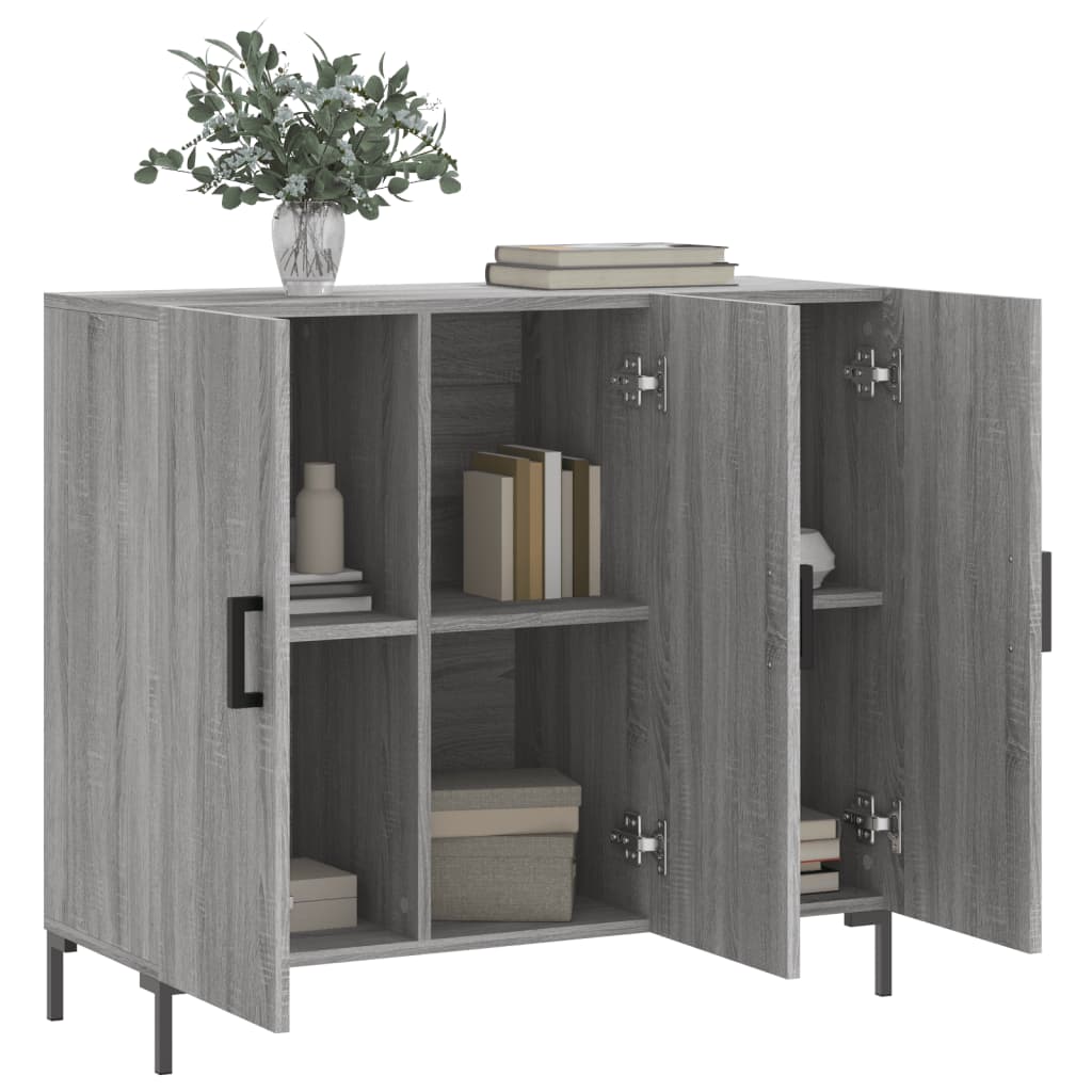 skab 90x34x80 cm konstrueret træ grå sonoma-eg