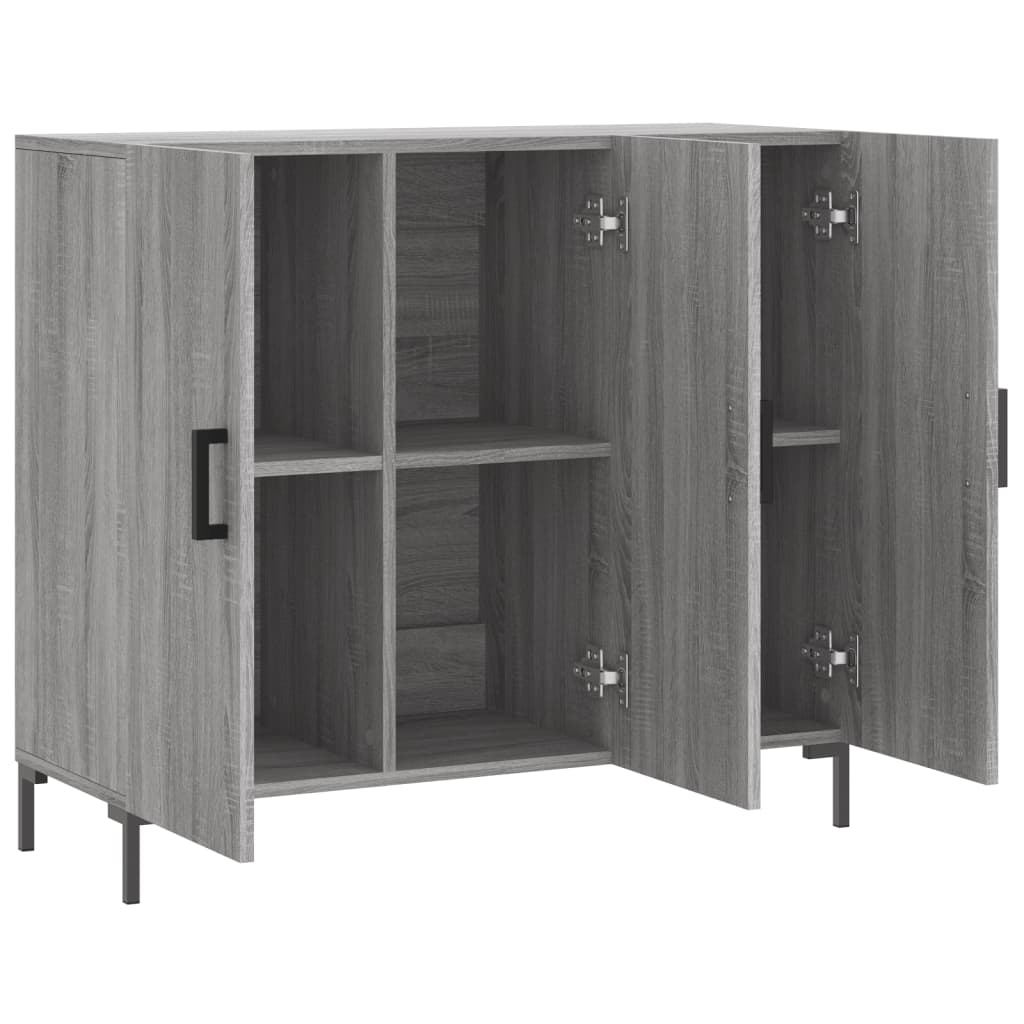 skab 90x34x80 cm konstrueret træ grå sonoma-eg