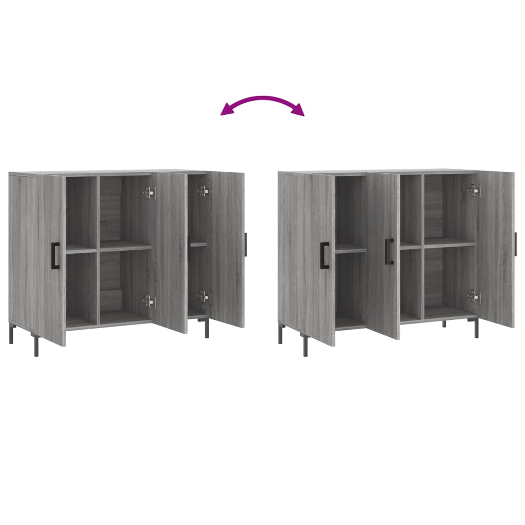 skab 90x34x80 cm konstrueret træ grå sonoma-eg