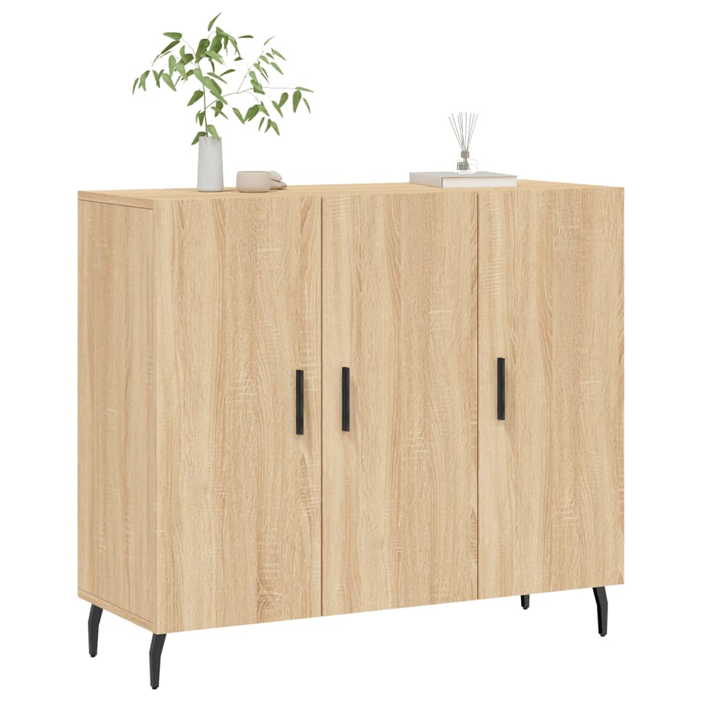 skab 90x34x80 cm konstrueret træ røget egetræsfarve
