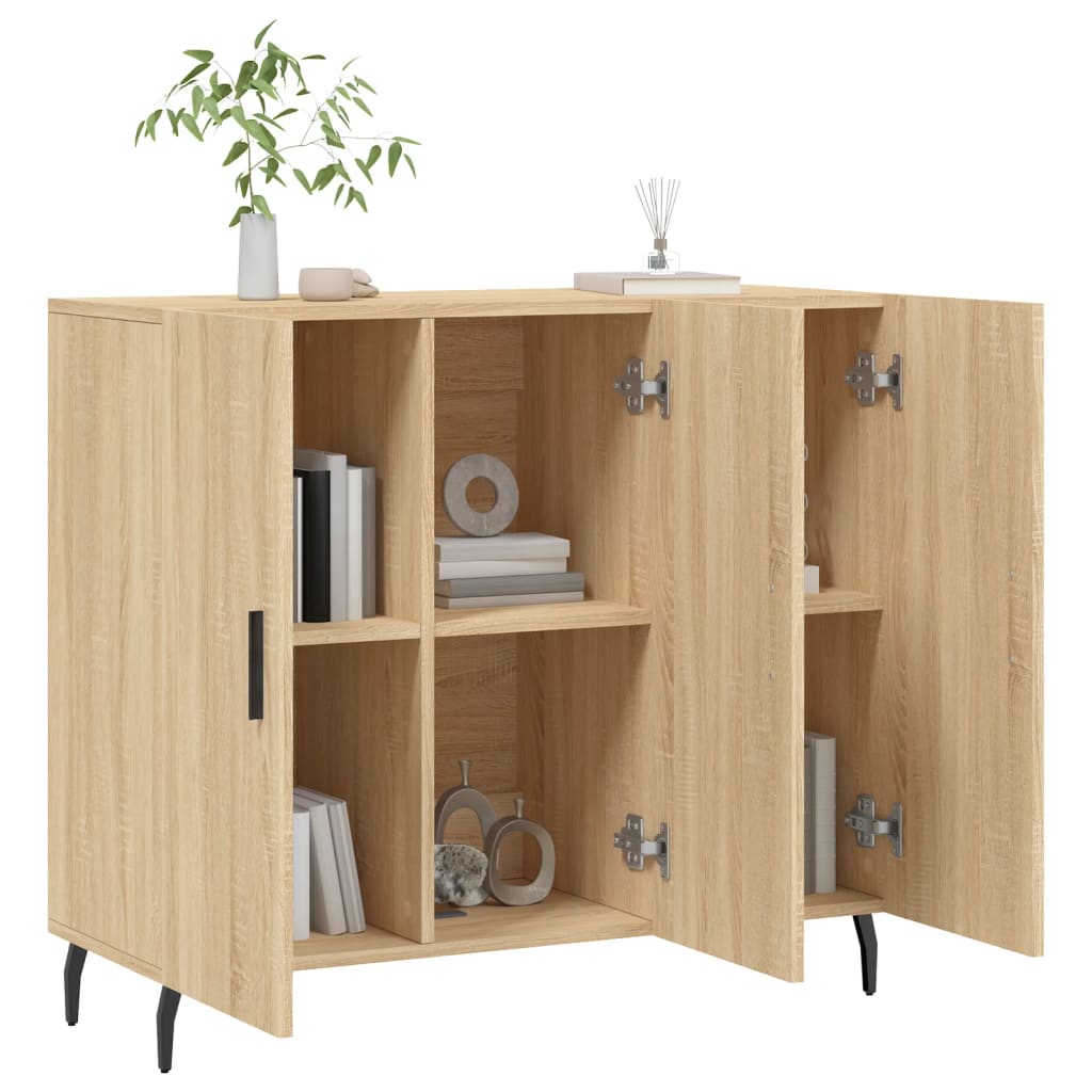 skab 90x34x80 cm konstrueret træ røget egetræsfarve