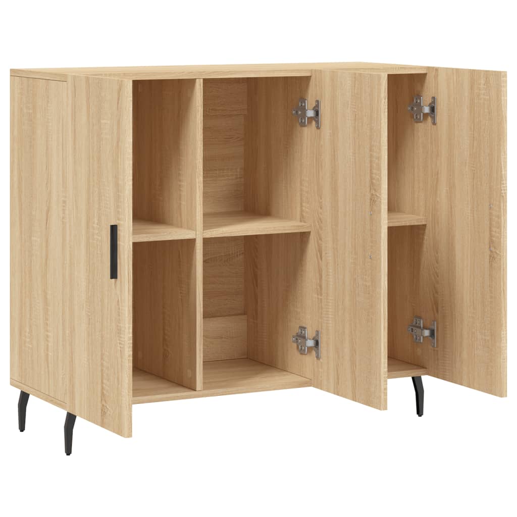 skab 90x34x80 cm konstrueret træ røget egetræsfarve